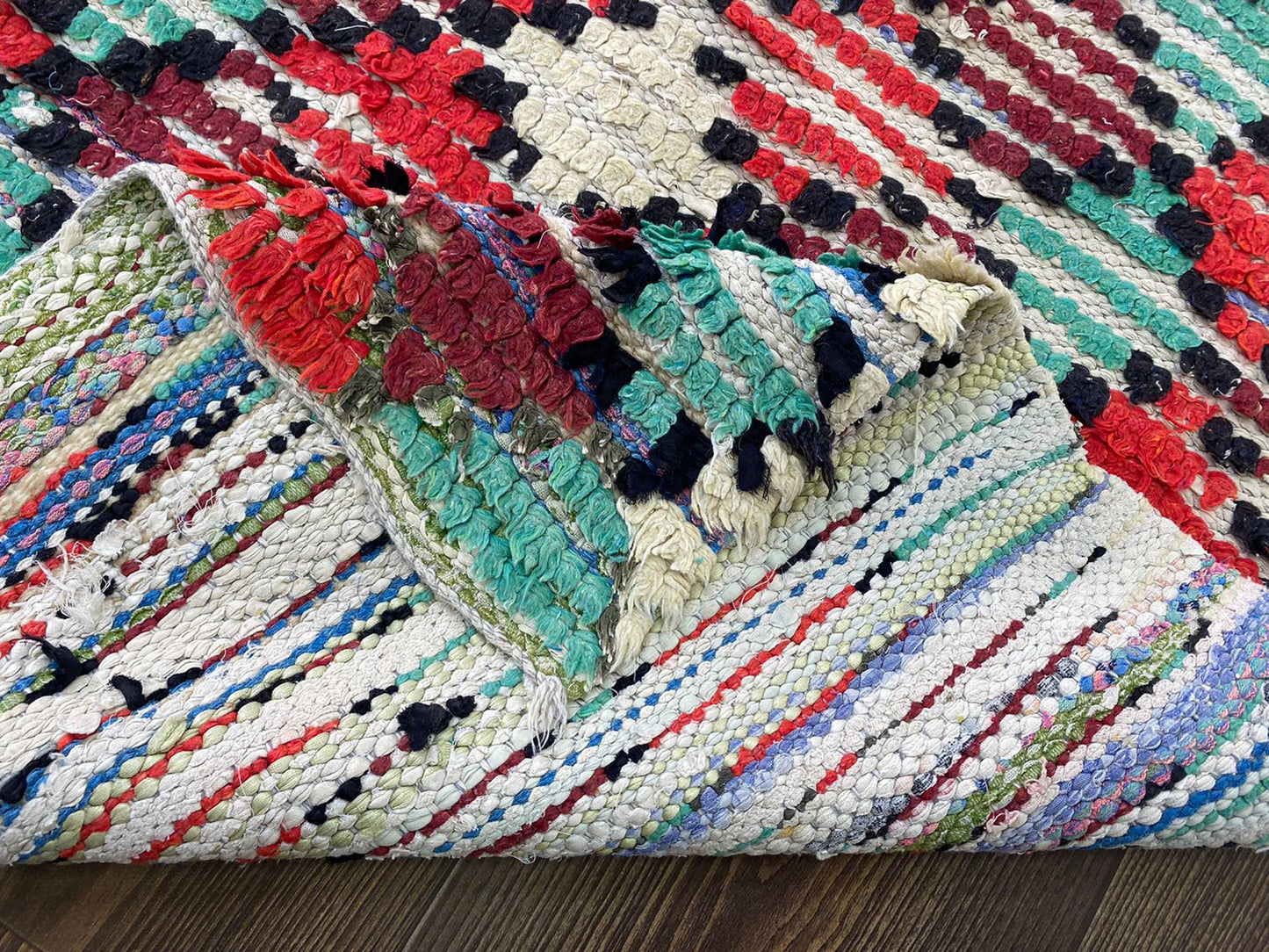 2x7 Colorful Diamond Vintage Rug Runner.
