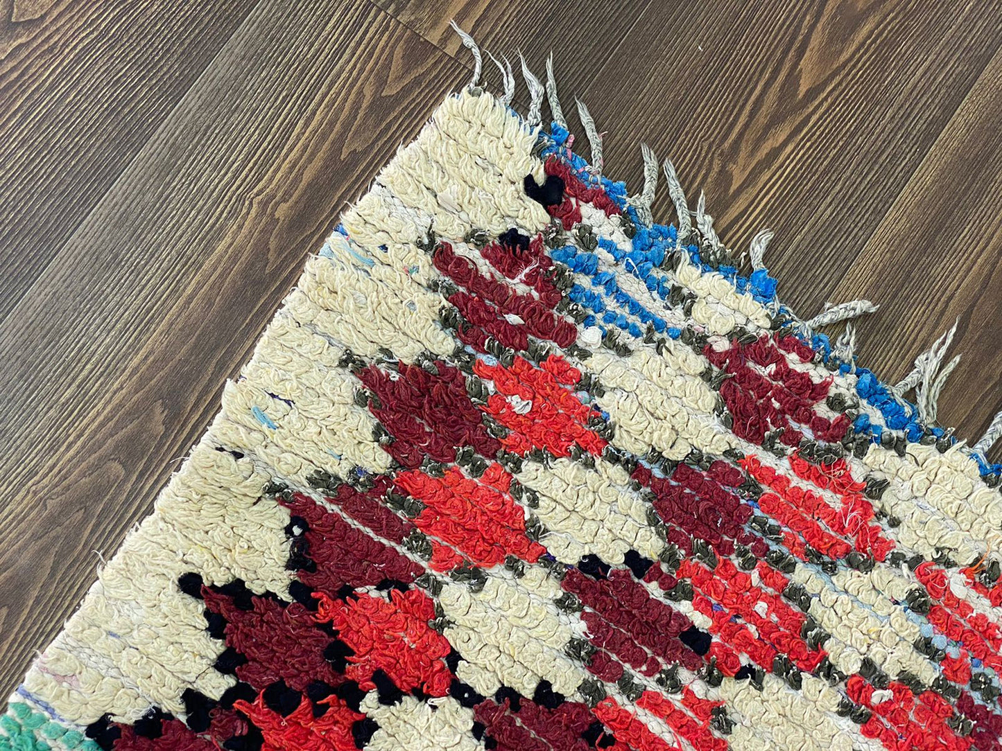 2x7 Colorful Diamond Vintage Rug Runner.