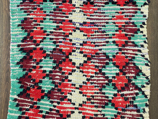 Tapis de couloir vintage à diamants colorés 2x7.