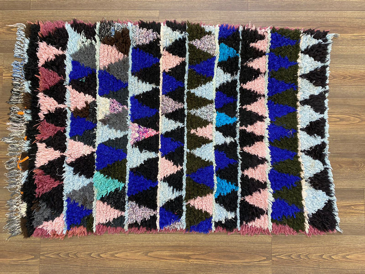 3x4 Moroccan colorful diamond Rug, Berber vintage small narrow runner Rug.