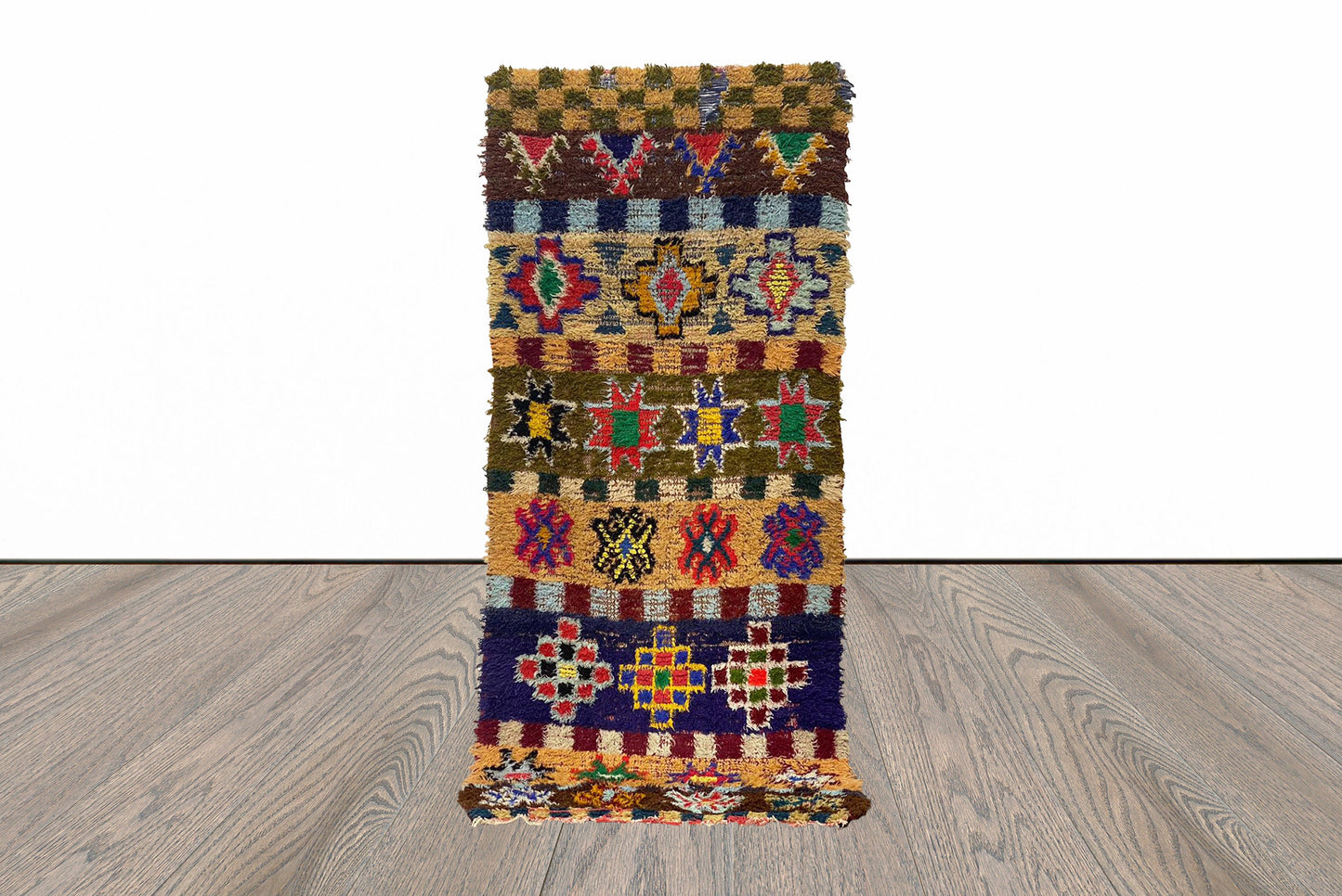 3x7 Feet Colorful Moroccan Berber Runner Rug.