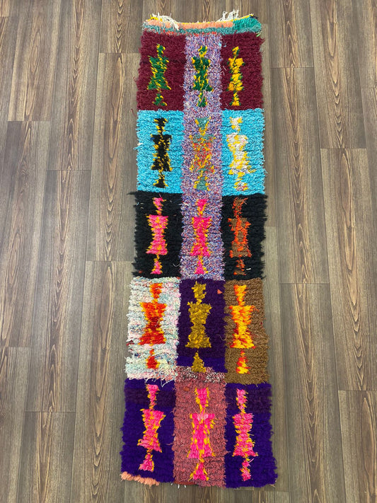 Tapis berbère marocain extra étroit 2x7, tapis bohème vintage.