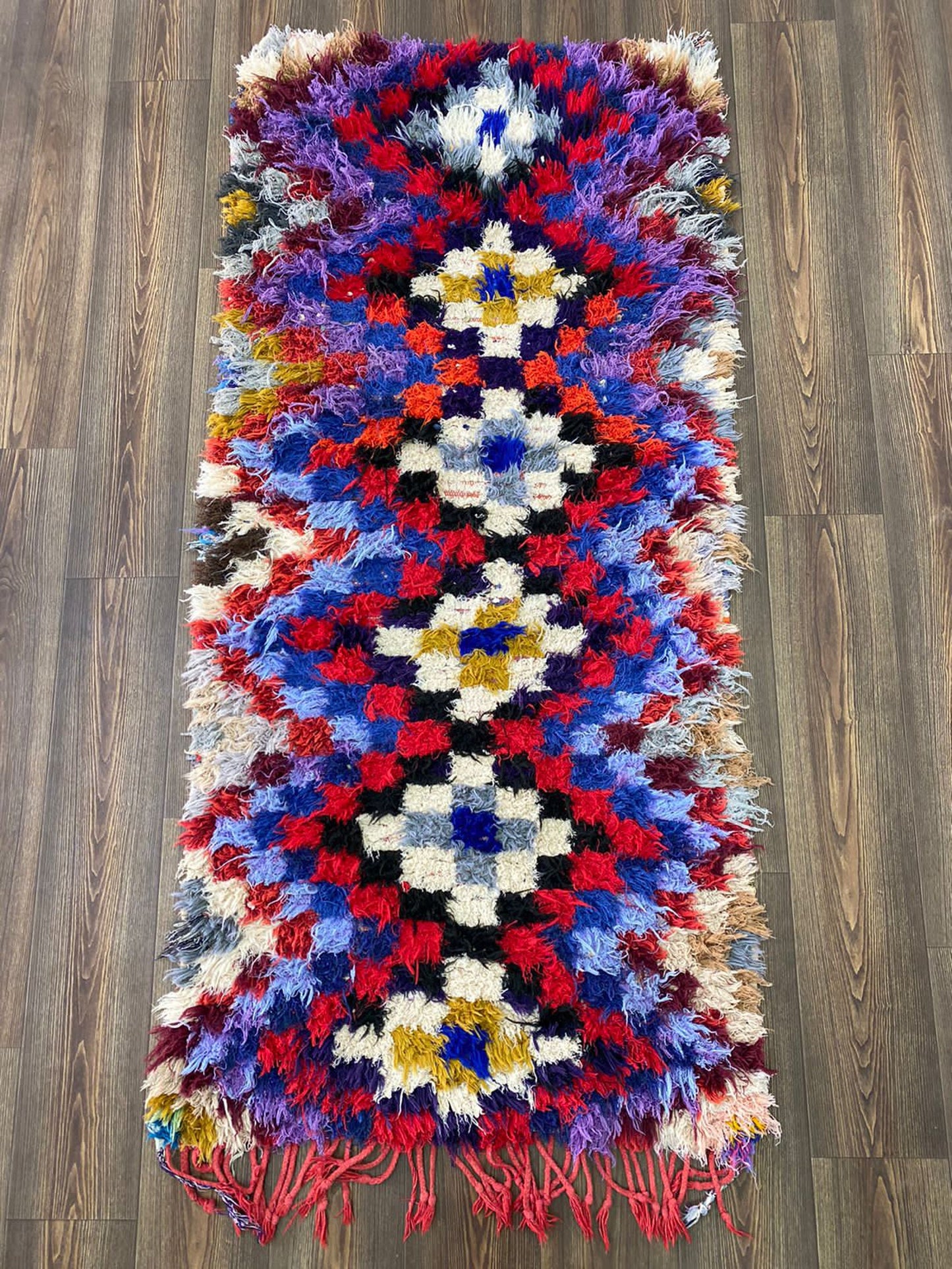 3x6 Checkered Berber Moroccan Vintage Rug.