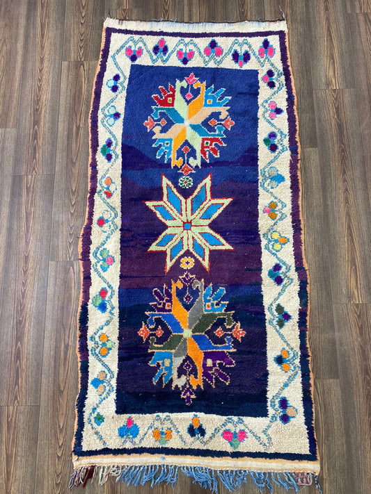 3x7 Unique Moroccan Decorative Runner Rug.