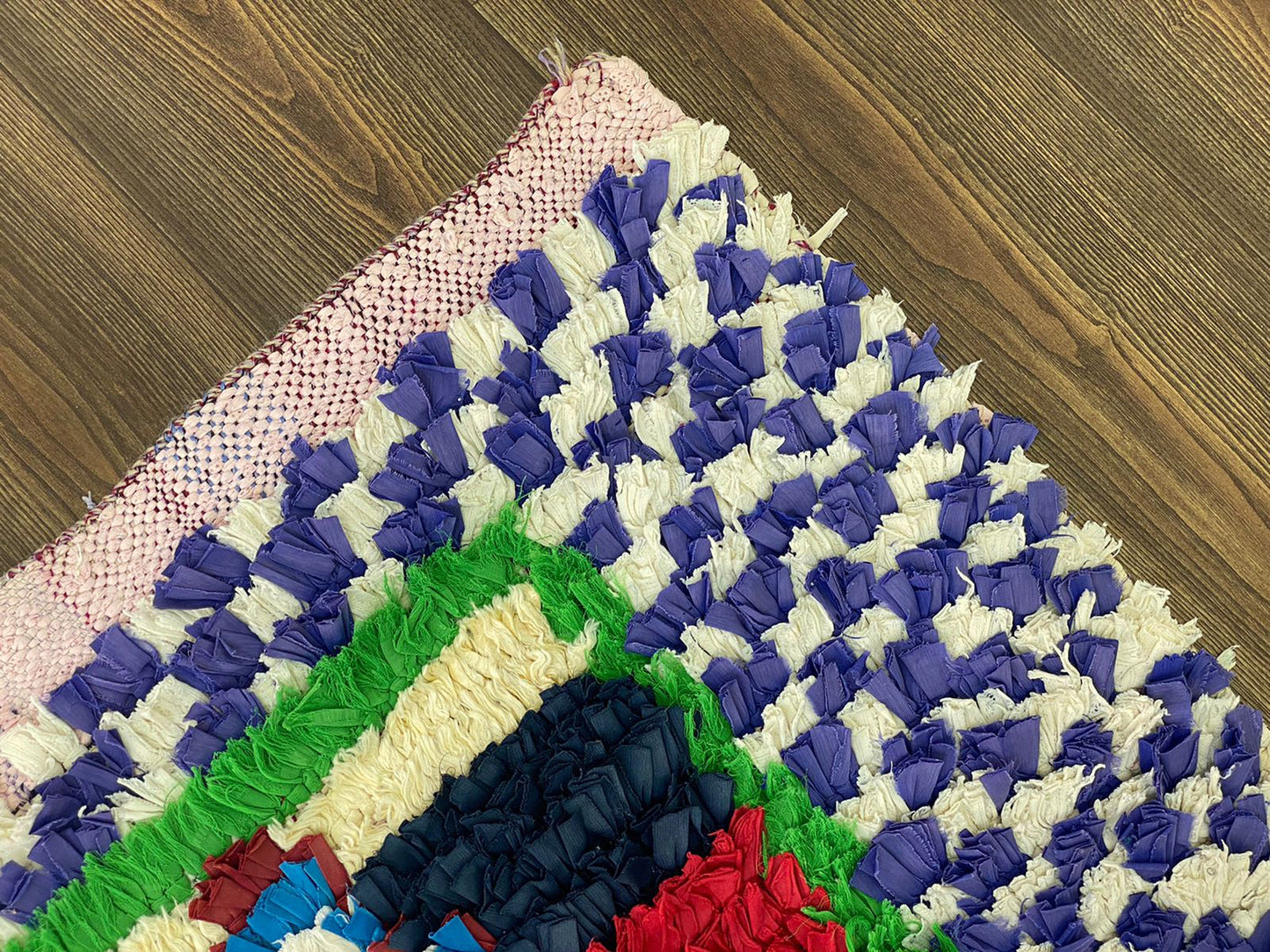 Tapis de couloir marocain vintage étroit Boucherouite 2x7.