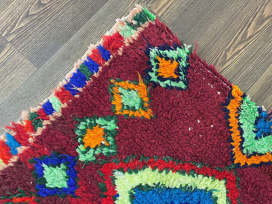 3x7 Vintage Hallway Moroccan Vintage Runner Rug.