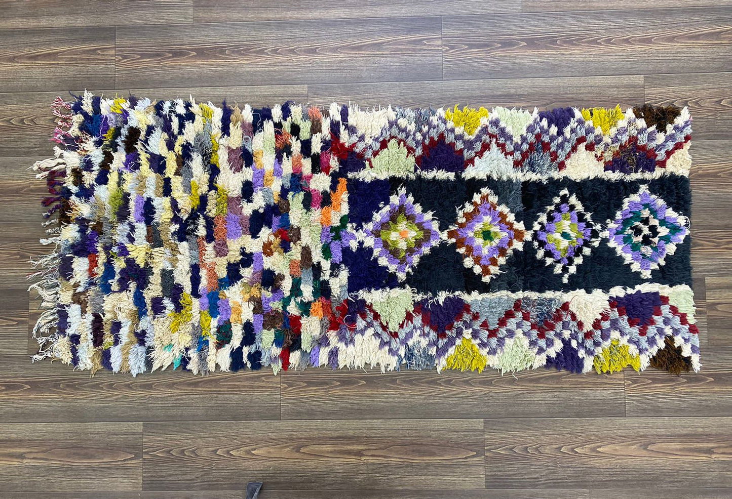 Moroccan Berber small Rug. 2x6 Small narrow runner vintage colorful Rugs.