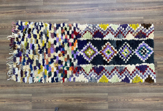 Petit tapis berbère marocain. Petit tapis étroit vintage coloré 2x6.