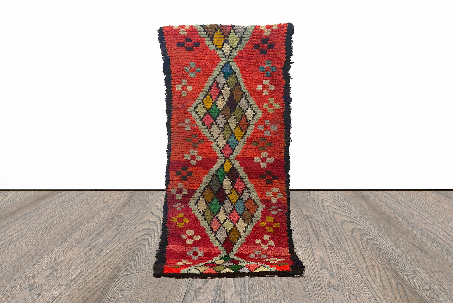 3x7 Colorful Moroccan Tribal Runner Rug.