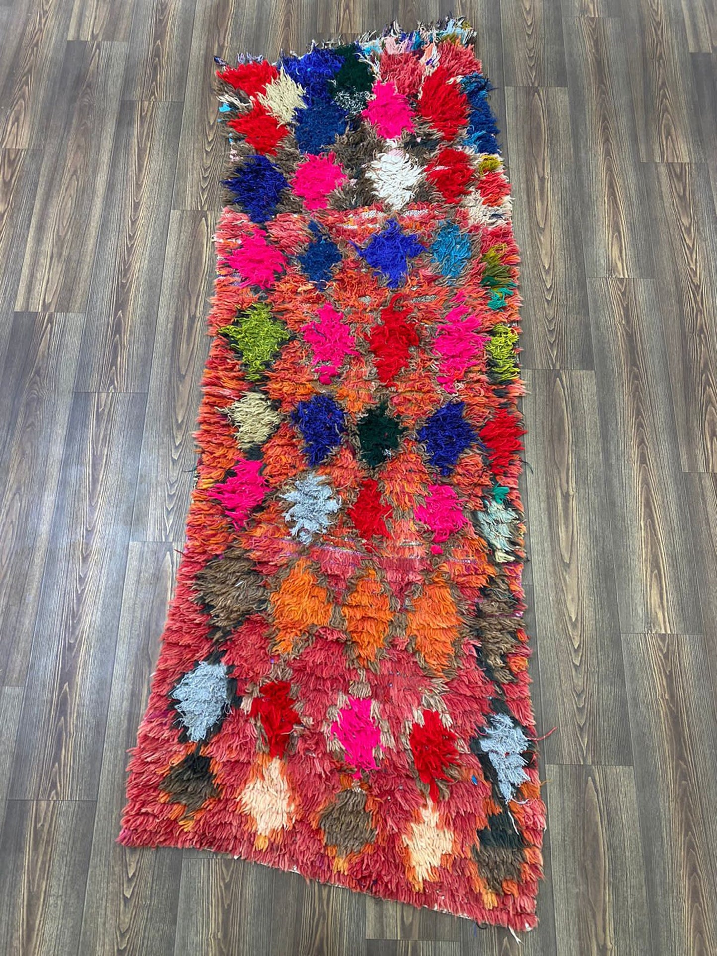 3x8 Berber Diamond Moroccan Vintage Runner Rug.