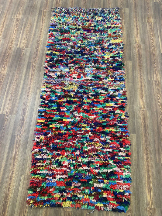 Moroccan woven Cotton colored runners Rug, 3x9 Berber vintage Rug.