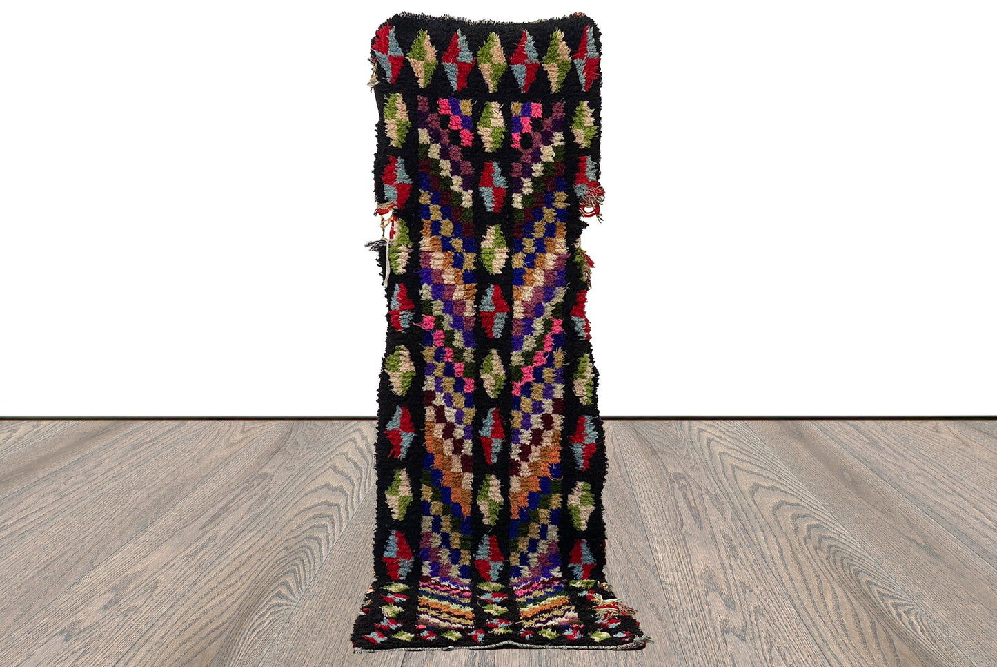 Moroccan vintage runner Rugs, 3x10 Berber tribal narrow Rug.