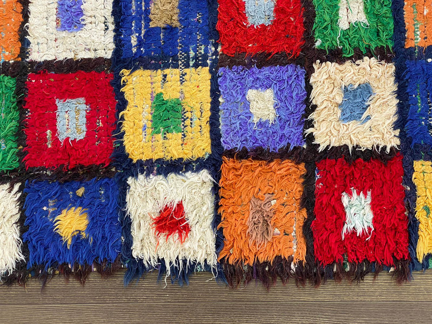 4x7 Tribal Handwoven vintage colorful Rug, Moroccan vintage grid area Rug.