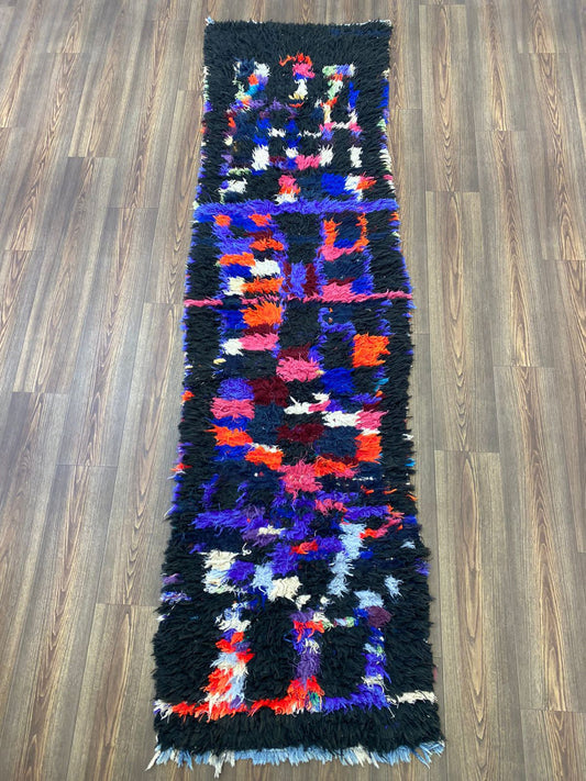 Handwoven Vintage Berber Rug, 3x9 Moroccan Narrow runner Rugs.