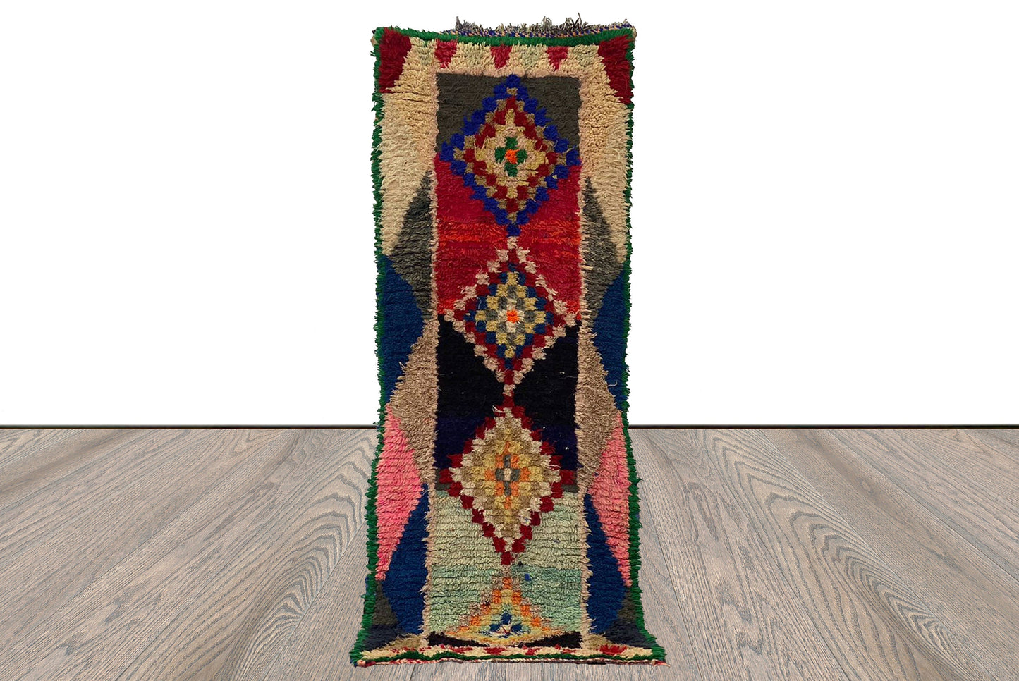 3x8 Colorful Moroccan runner Rugs, Handwoven Vintage Berber Rug.