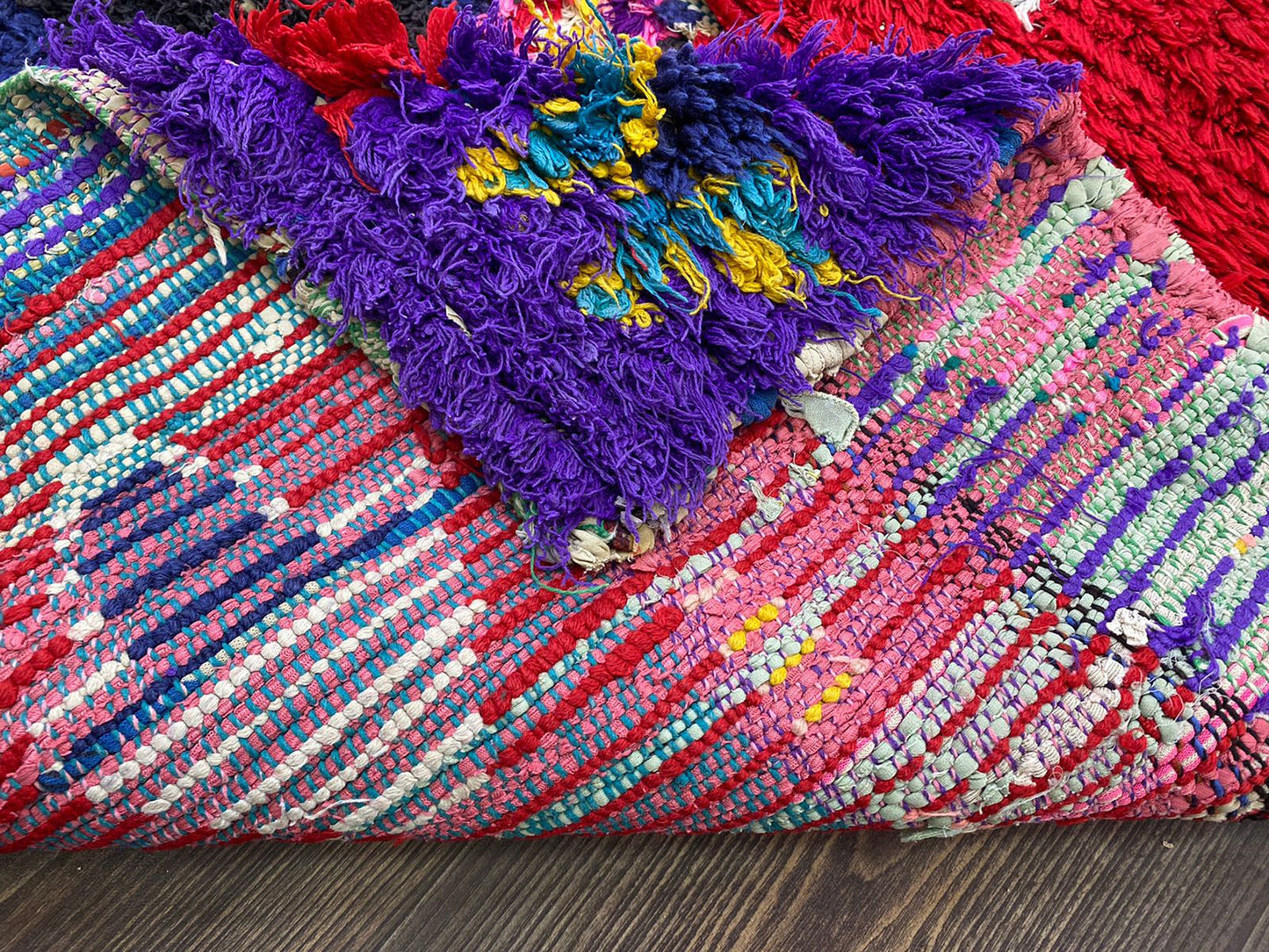 3x7 Diamond Woven Vintage Rug, Moroccan red runner Rug.