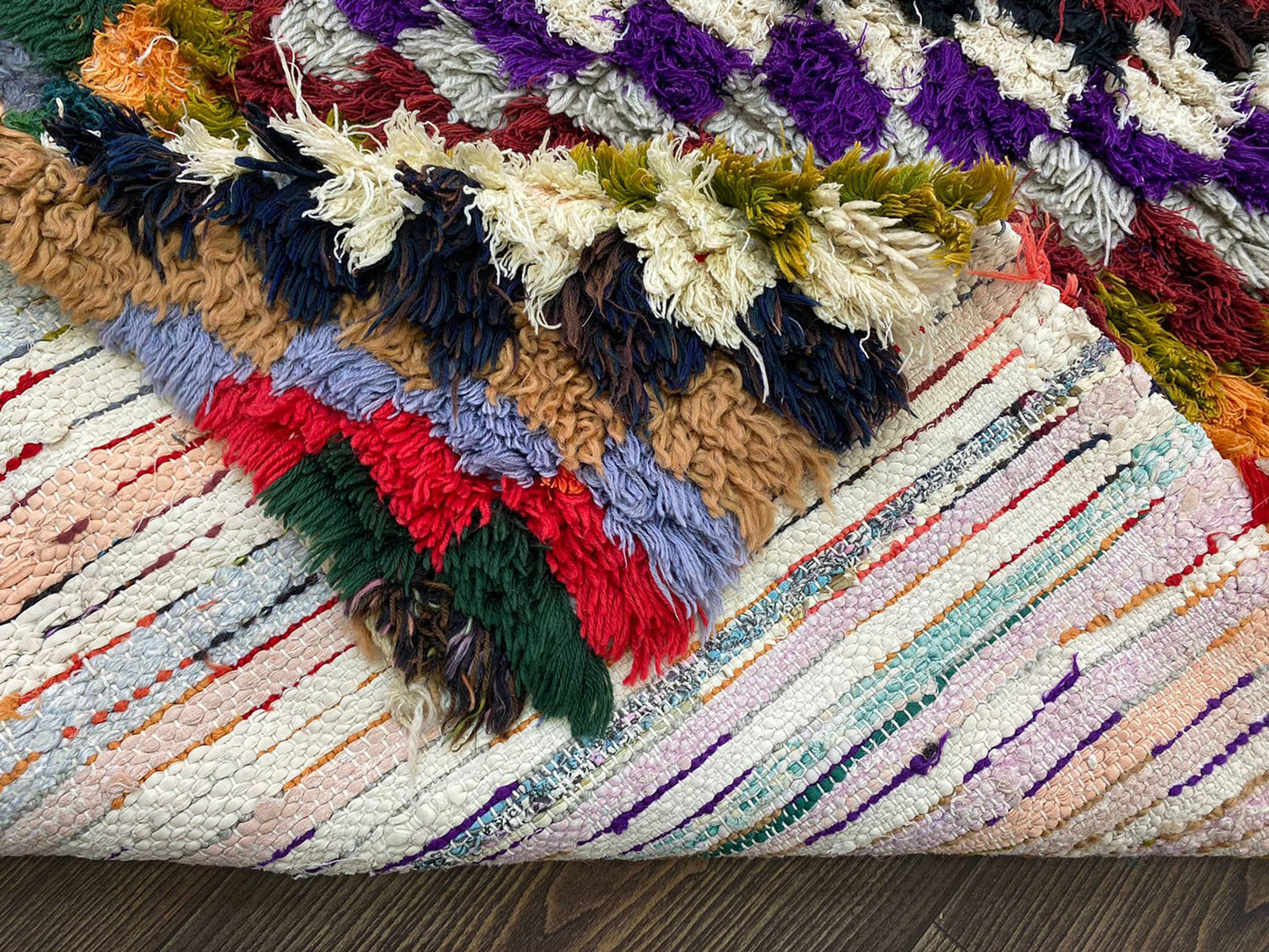 4x8 Berber Tribal Woven Chevron Checker Rug.