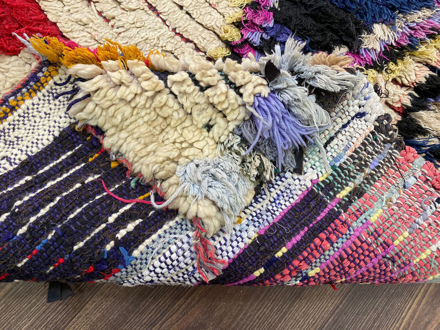 Vintage woven runner Rug, 3x7 Moroccan Berber used Rugs.
