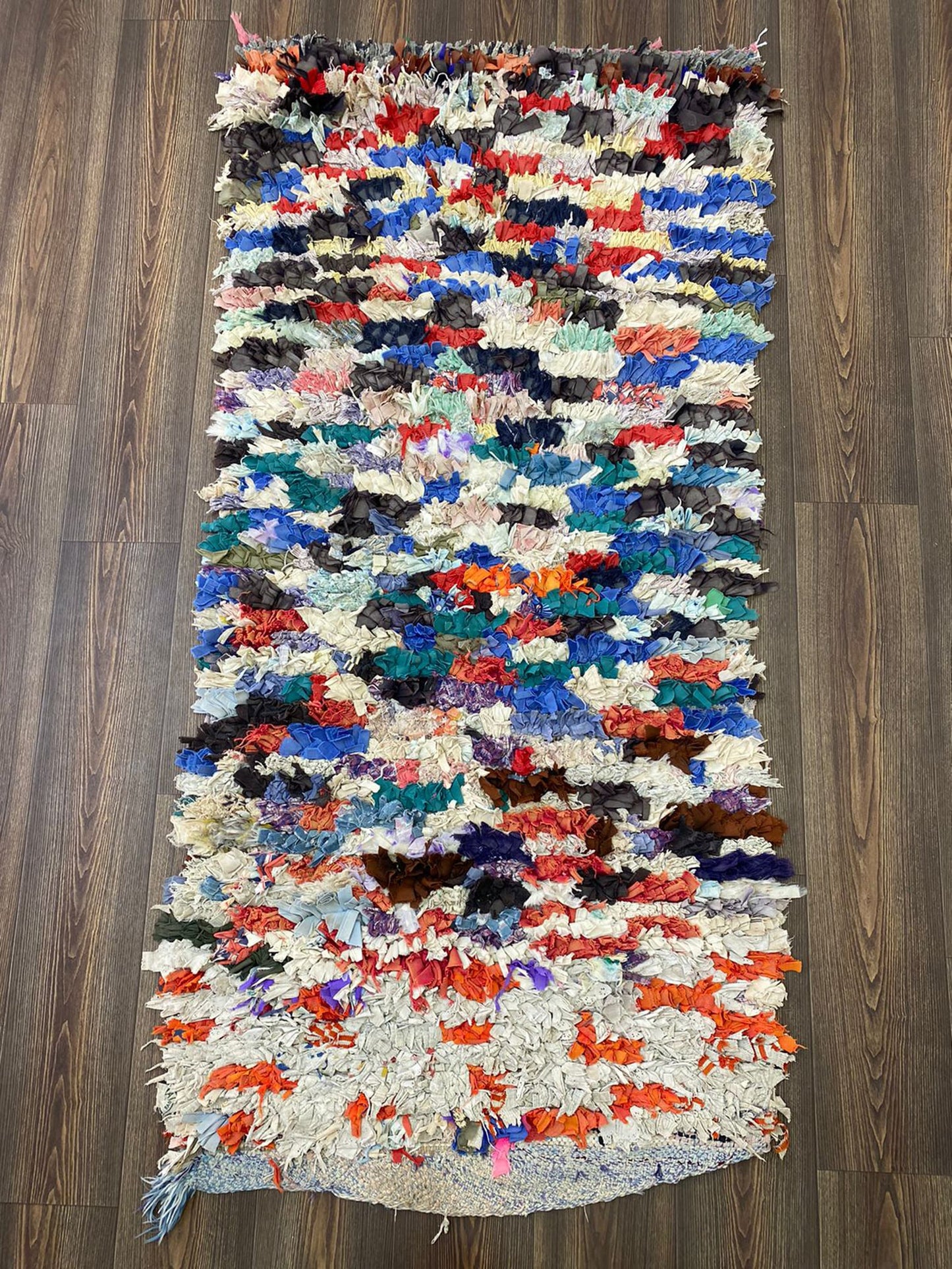 3x6 Vintage small colorful Moroccan Rug, Abstract woven Berber tribal Rug.