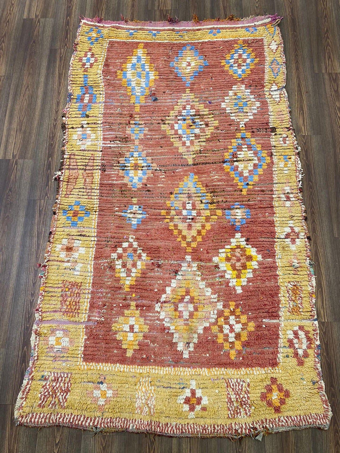 4x9 Extra large Moroccan Berber vintage area Rug. Faded used Berber Rugs.