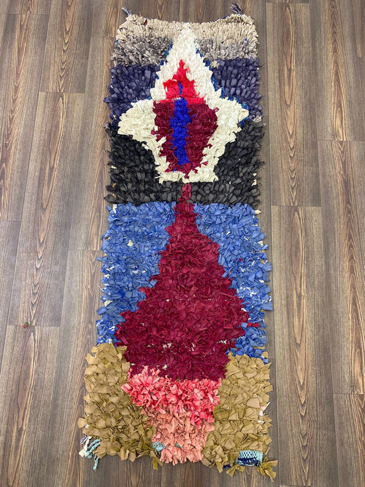 Narrow small Moroccan Berber runner Rug, 2x6 Colorful Handwoven Rugs.