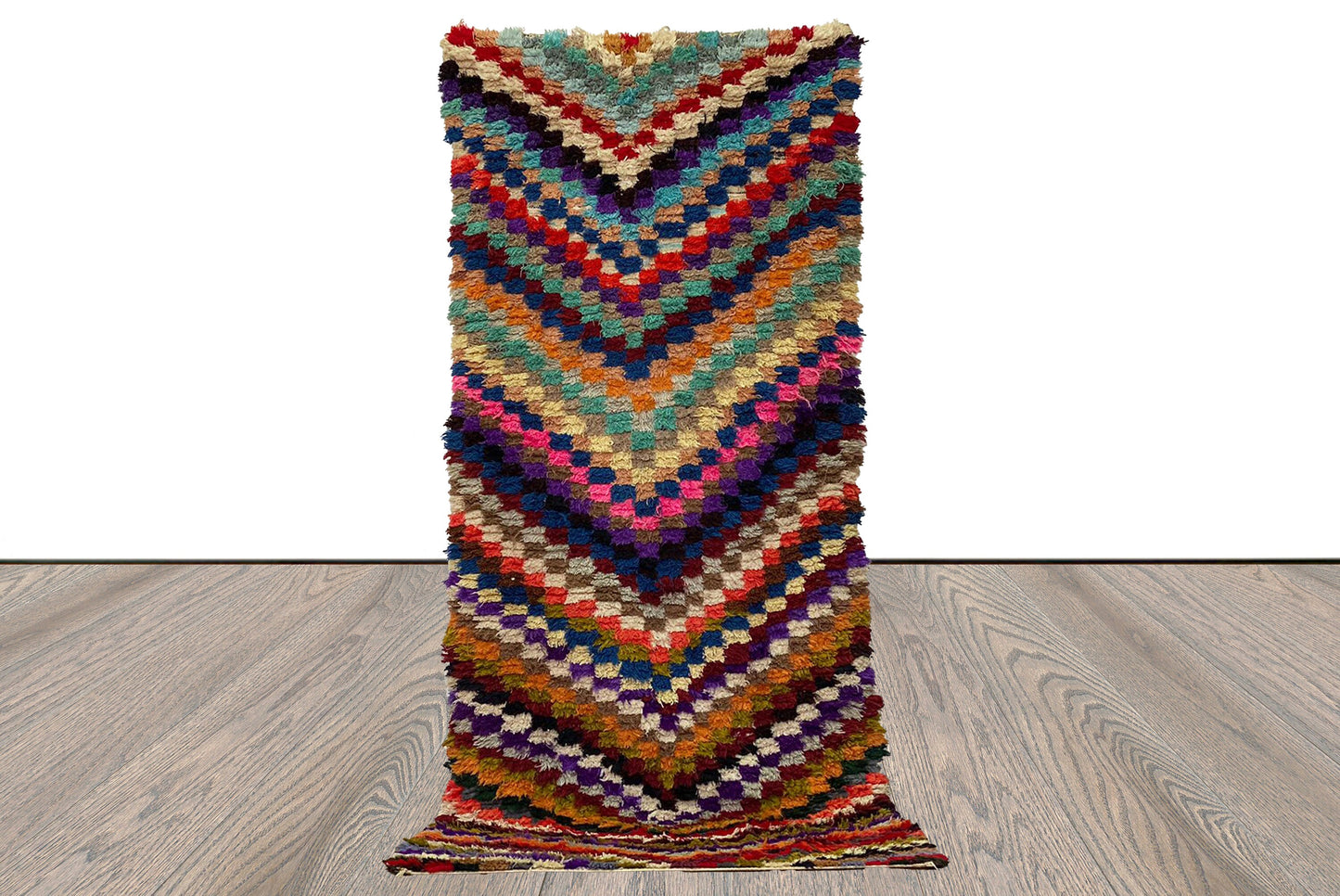 4x8 Berber Tribal Woven Chevron Checker Rug.