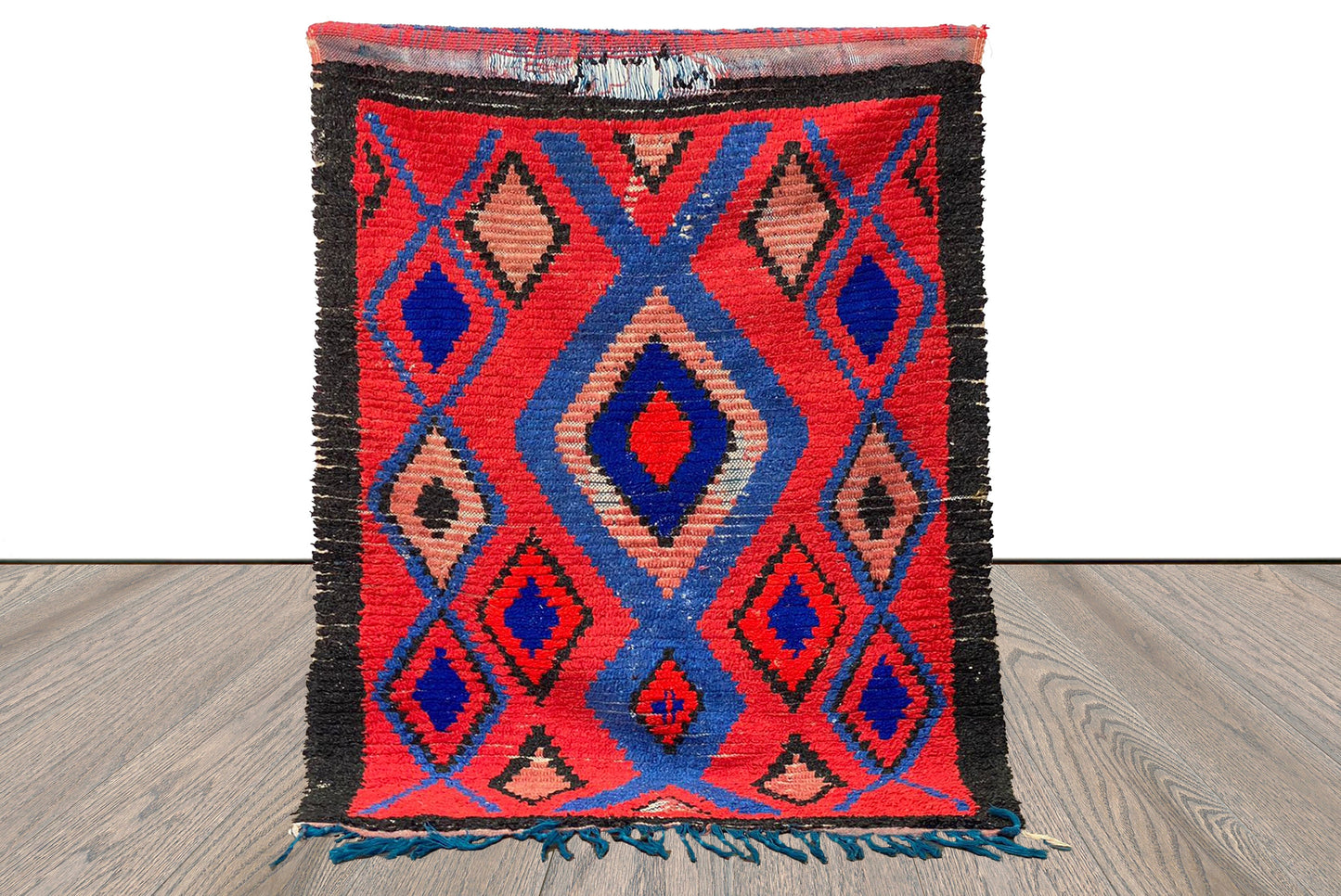 vintage Moroccan Rug, 3x3 FT, Diamond Moroccan Hand woven Rugs.