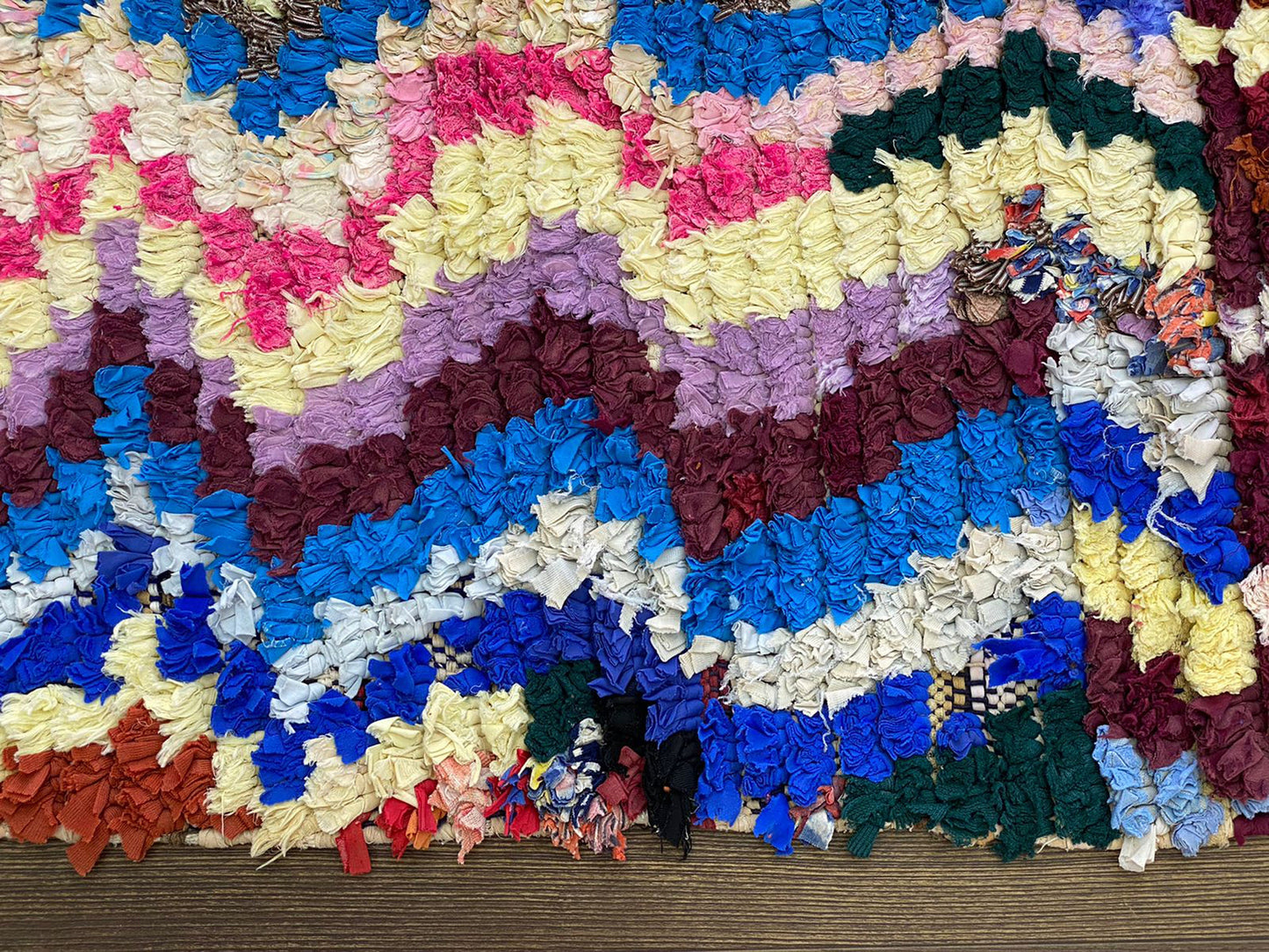 Boucherouite vintage Moroccan Berber colorful Rugs. 3 By 6 Bohemian Chevron unique Handwoven narrow Small runner Rug.