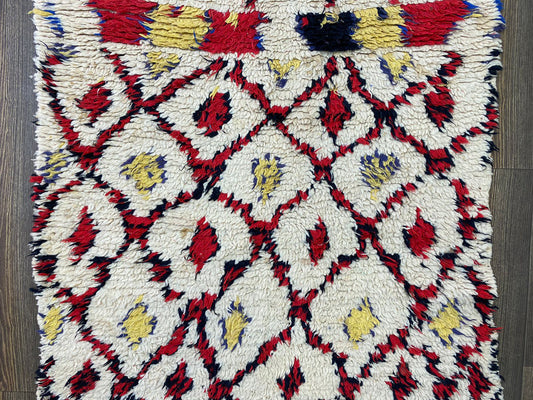 8x3 Vintage Moroccan White runner Rug, Diamond Berber unique Rugs.