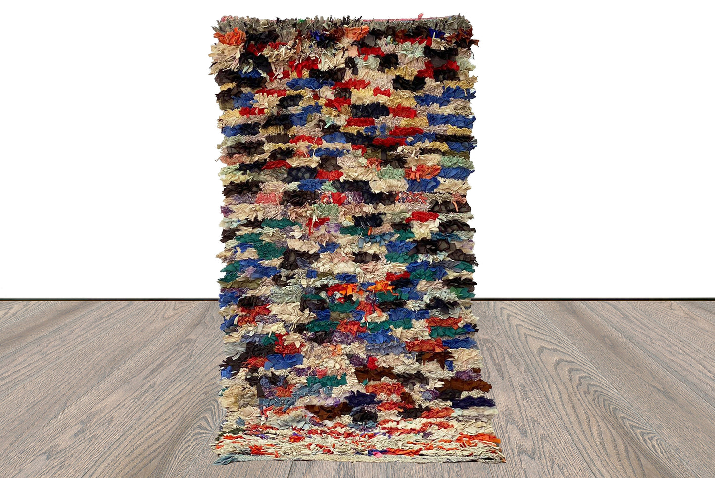 3x6 Vintage small colorful Moroccan Rug, Abstract woven Berber tribal Rug.