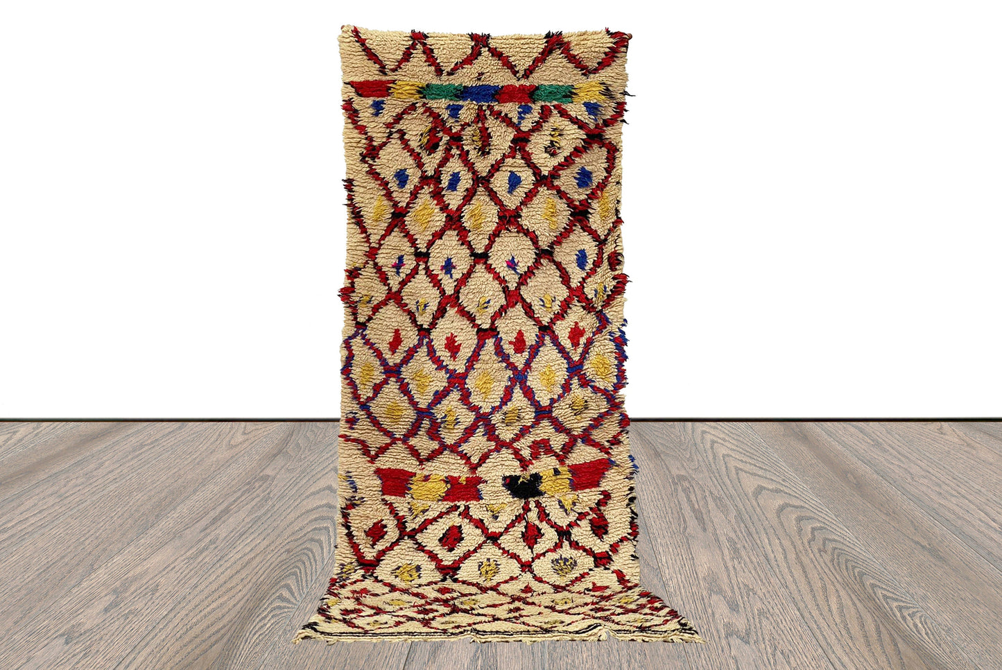8x3 Vintage Moroccan White runner Rug, Diamond Berber unique Rugs.