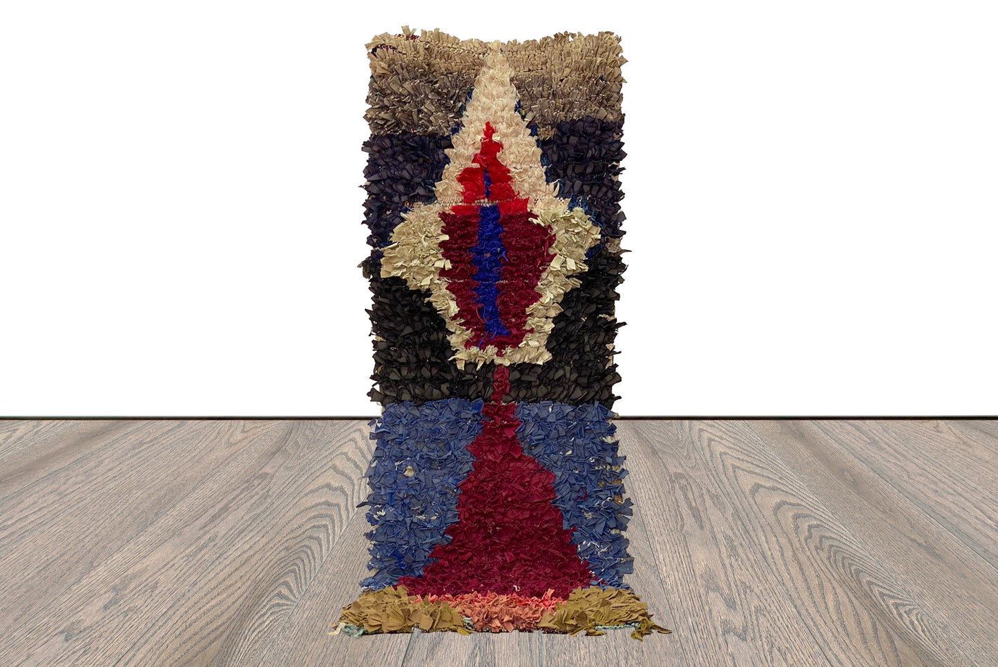 Narrow small Moroccan Berber runner Rug, 2x6 Colorful Handwoven Rugs.
