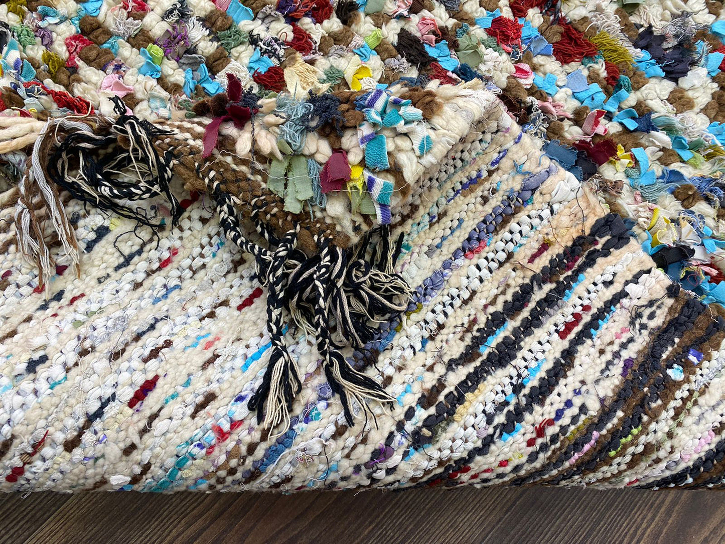 3x7 Boucherouite vintage Moroccan Rug, Berber shag area Rugs.