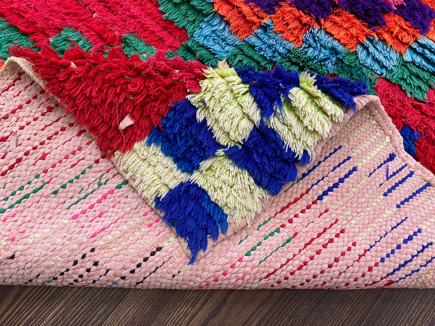 3x8 Woven Vintage Moroccan red runner Rug.