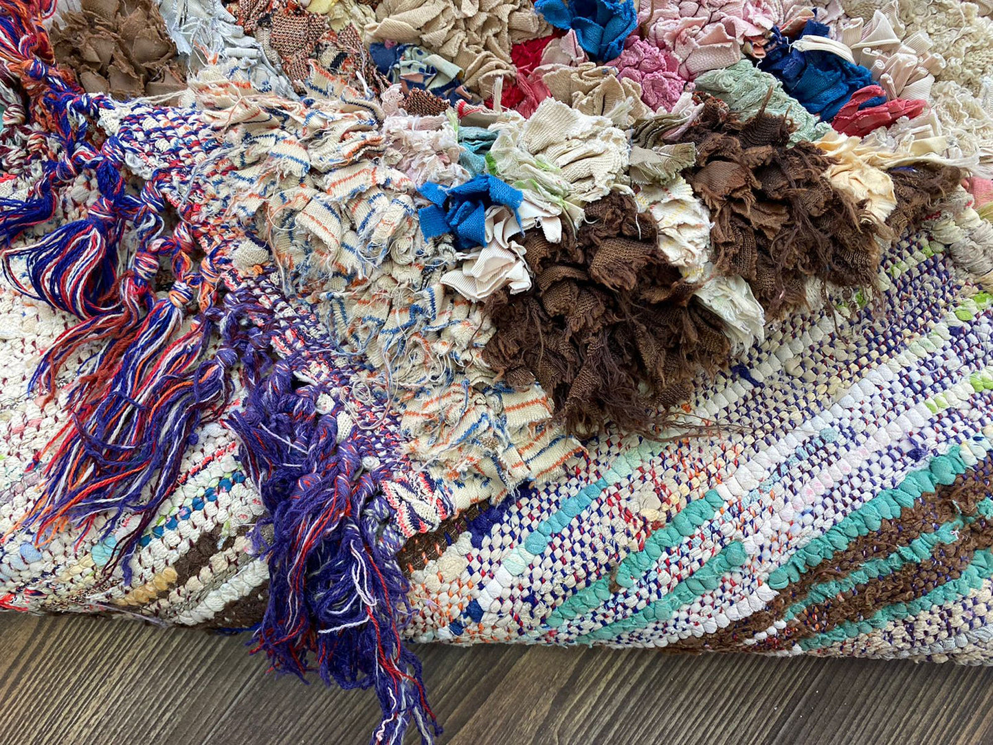 Berber shag runner Moroccan Rugs, 2x10 Boucherouite Vintage narrow Rug.