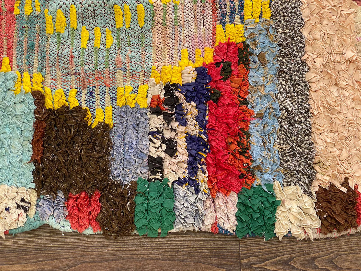 Berber shag runner Moroccan Rugs, 2x10 Boucherouite Vintage narrow Rug.