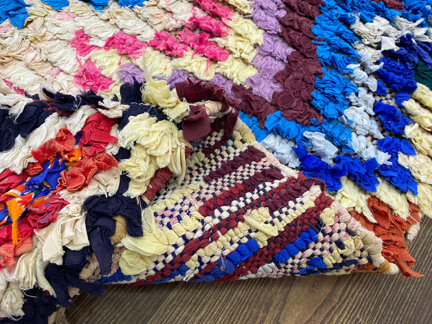 Boucherouite vintage Moroccan Berber colorful Rugs. 3 By 6 Bohemian Chevron unique Handwoven narrow Small runner Rug.