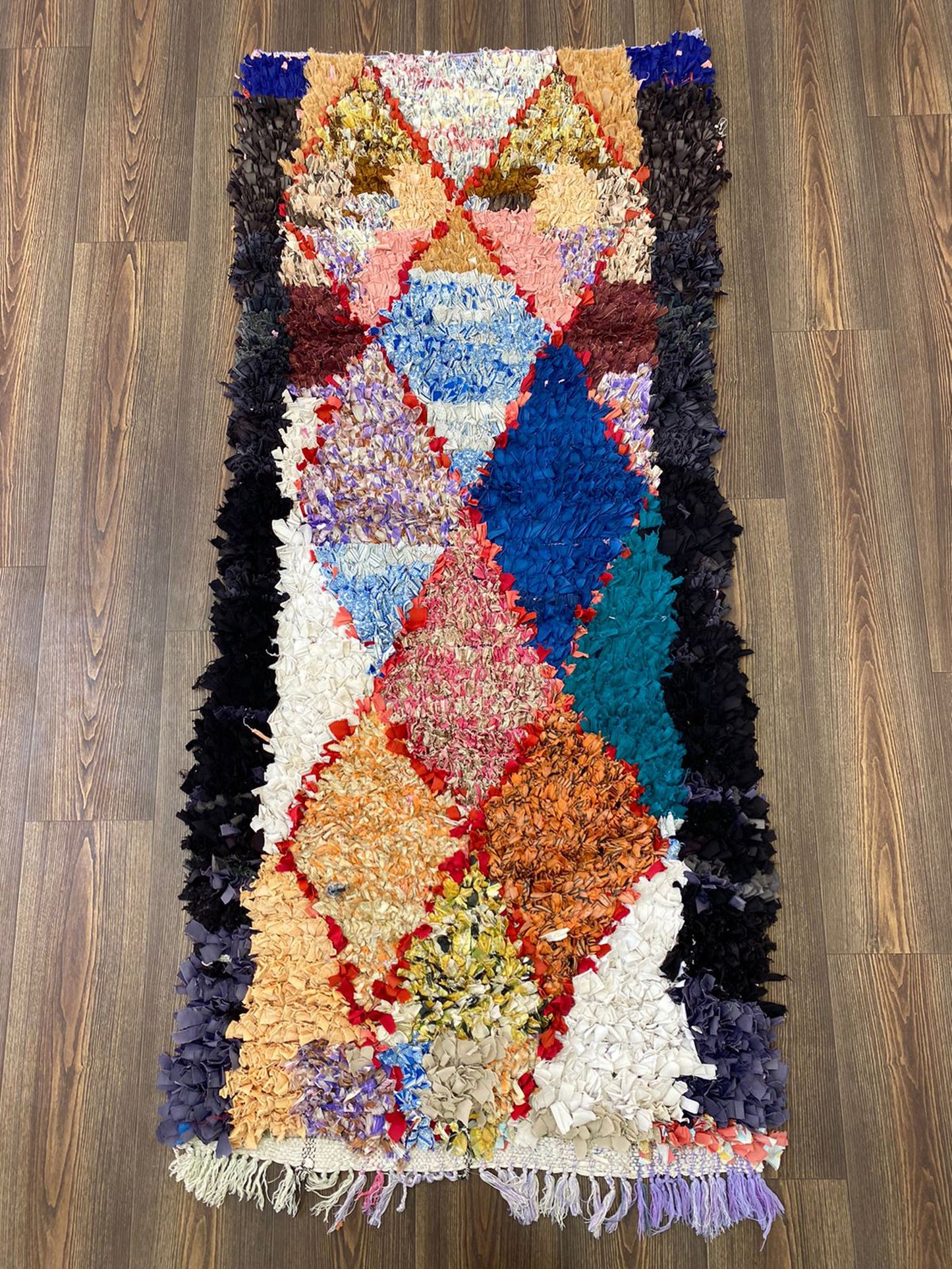 3x6 Vintage Berber Diamond Runner Rug.