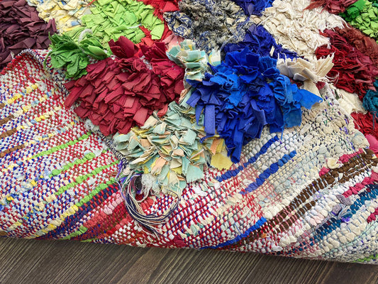 3x9 Checker Cotton Moroccan Runner Rug.