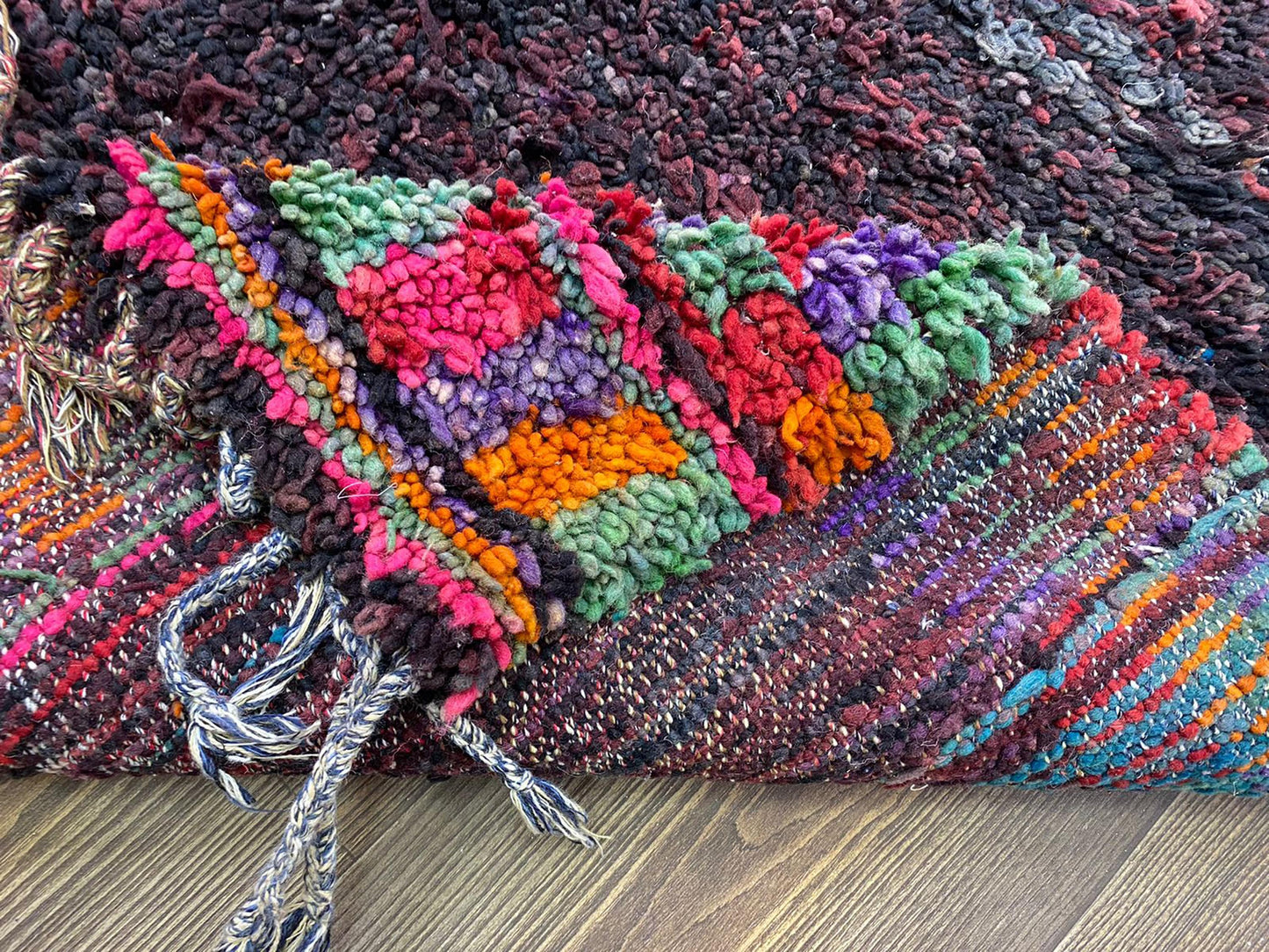 4x9 Feet Moroccan vintage shaggy Runner Rug.
