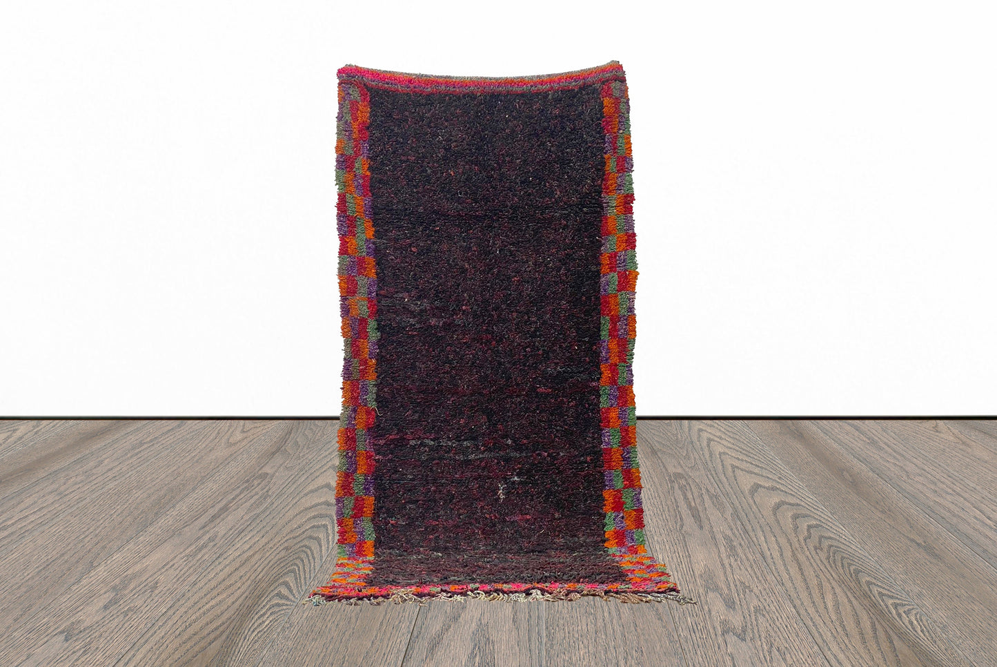 4x9 Feet Moroccan vintage shaggy Runner Rug.