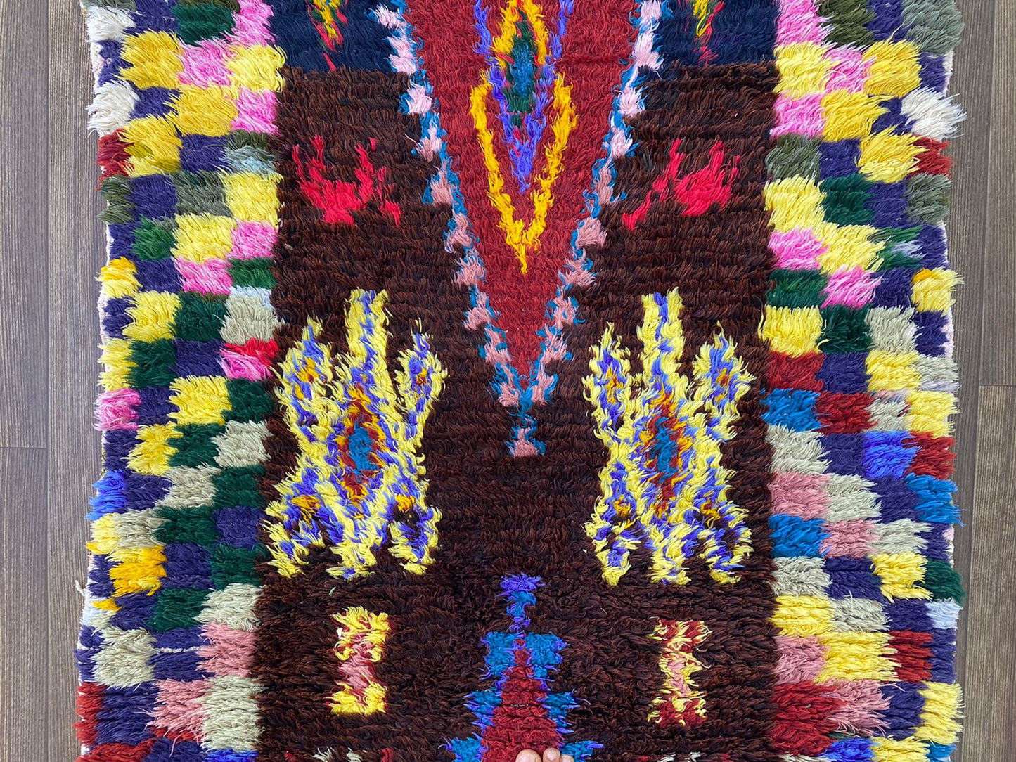 3x9 Moroccan Vintage Rug, Large Berber diamond Runner Rug.