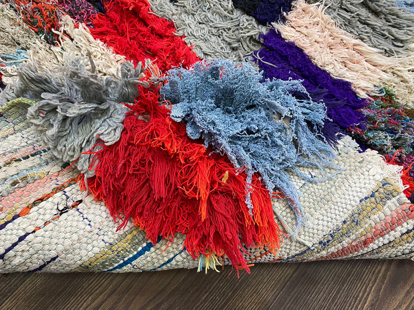 Tapis de couloir Boucherouite à carreaux colorés 2x6.