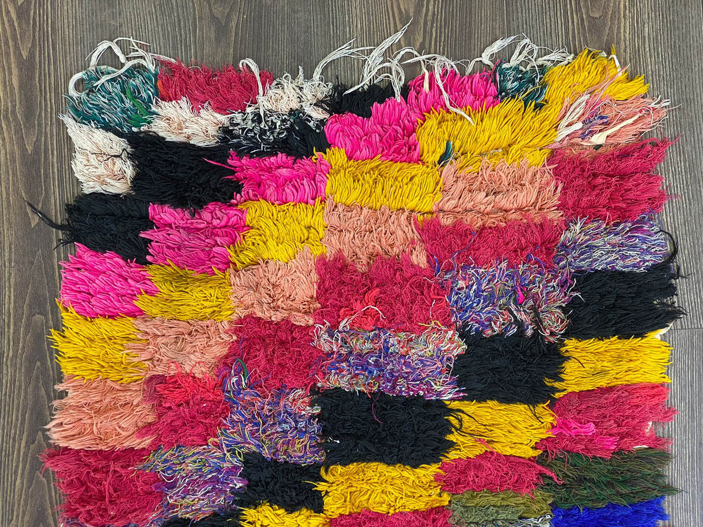 2x8 Colorful checkered vintage Runner Rug.