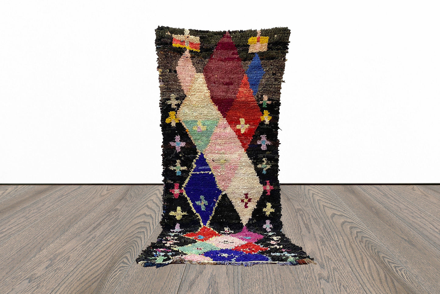 4x11 Berber Morrocan Rugs, Boucherouite Runner Rug.