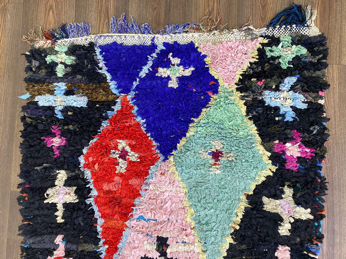 4x11 Berber Morrocan Rugs, Boucherouite Runner Rug.