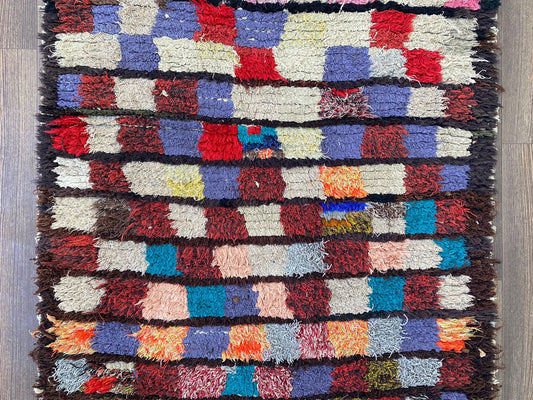 Tapis de couloir marocain vintage 3x7 pieds, tapis berbère coloré.