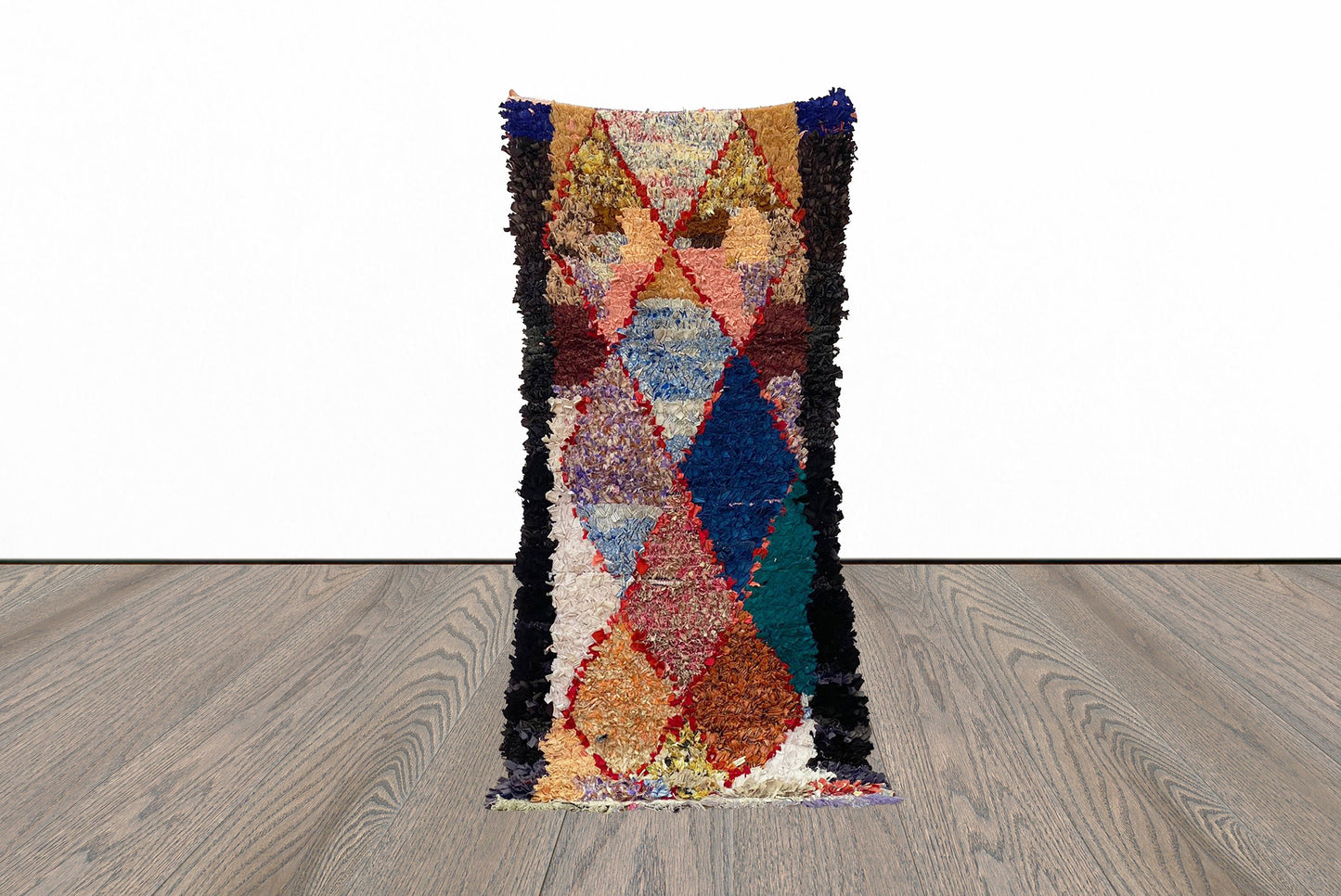 3x6 Vintage Berber Diamond Runner Rug.