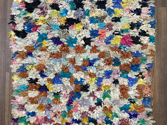 Tapis de couloir à carreaux vintage marocain 3x10 pieds.