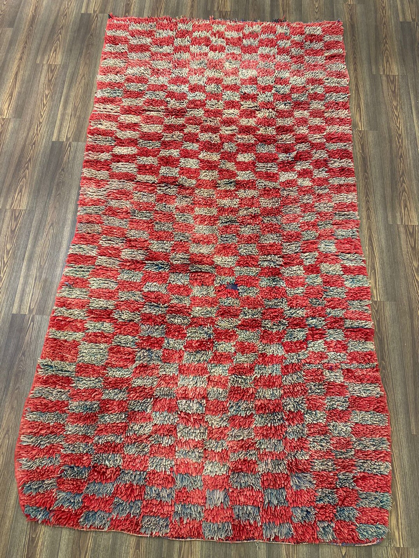 Vintage checkered Rugs, 5x9 Moroccan Berber area Rug.